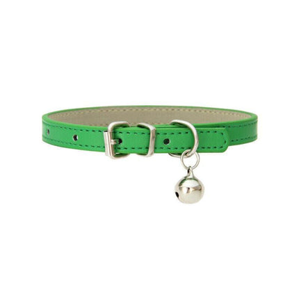 Adjustable PU Leather Cat Collar with Bell Breakaway Buckle 9 Colours - Brown.
