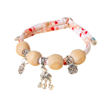 Camphor Wood Bead Collar with Bell Necklace for Cats and Dogs Pet Accessories - Red-Longevity Lock.