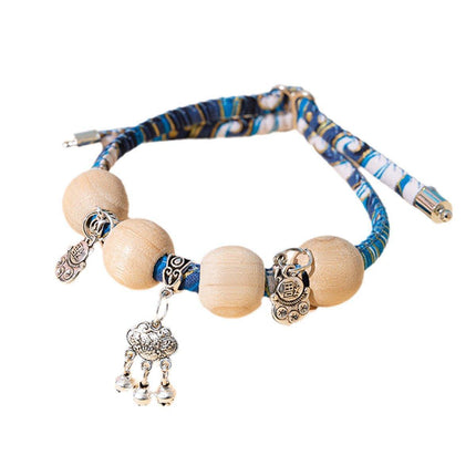 Camphor Wood Bead Collar with Bell Necklace for Cats and Dogs Pet Accessories - Red-Longevity Lock.
