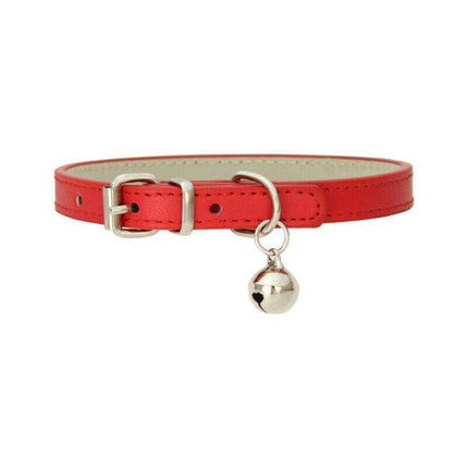 Adjustable PU Leather Cat Collar with Bell Breakaway Buckle 9 Colours - Purple.