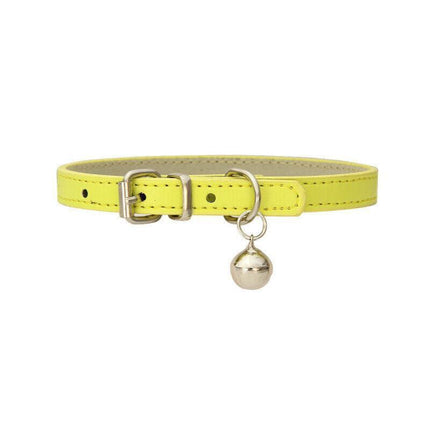 Adjustable PU Leather Cat Collar with Bell Breakaway Buckle 9 Colours - Purple.