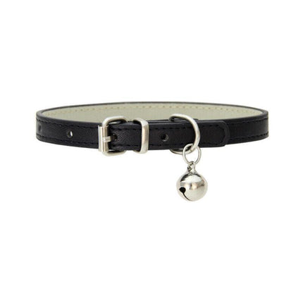 Adjustable PU Leather Cat Collar with Bell Breakaway Buckle 9 Colours - Yellow.