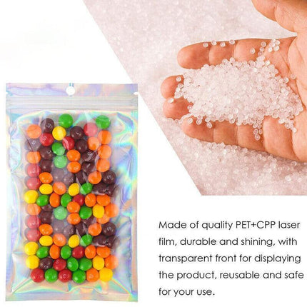100/200X Iridescent Zip Bags for Food Storage & Holographic Makeup Pouch - 9*12cm 200PCS.