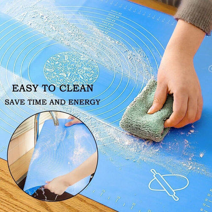Blue Reusable Non-Stick Silicone Rolling Dough Mat Cake Pastry Baking Fondant Sheet - 64*45cm.