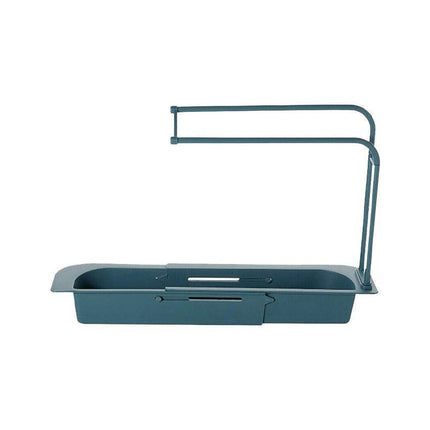 Telescopic Sink Rack Holder Expandable Storage Drain Basket Home Kitchen Kit - Blue.
