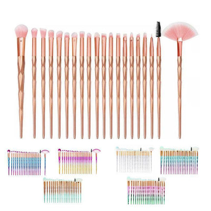 20 Pcs Eye Make-Up Brushes Diamond Unicorn Eyeshadow Eyebrow Blending Brush Set - Blue and Purple.