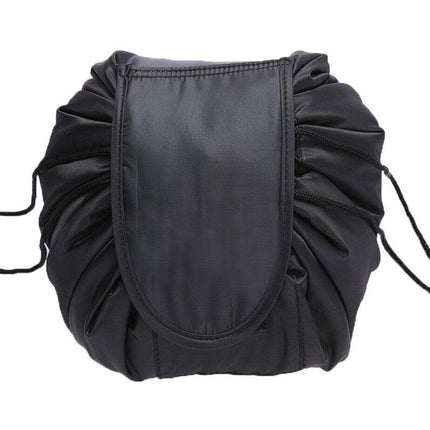 Portable Travel Makeup Bag Drawstring Cosmetic Pouch Lazy Storage Organiser Case - Blue Flamingo.