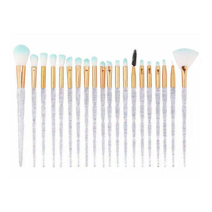 20 Pcs Eye Make-Up Brushes Diamond Unicorn Eyeshadow Eyebrow Blending Brush Set - Gold.
