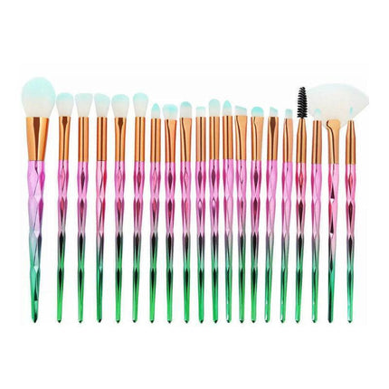 20 Pcs Eye Make-Up Brushes Diamond Unicorn Eyeshadow Eyebrow Blending Brush Set - Gold.