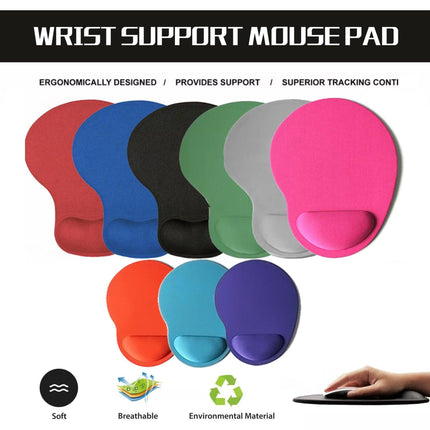 Comfort Mouse Pad with Built In Wrist Support Non Slip Ergonomic Mice Mat - Green.