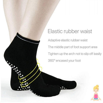 3 Pairs Ladies Women Sports Cotton Rich Pilates Yoga Non-Slip Grip Socks - Grey.