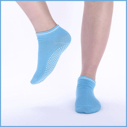 3 Pairs Ladies Women Sports Cotton Rich Pilates Yoga Non-Slip Grip Socks - Grey.