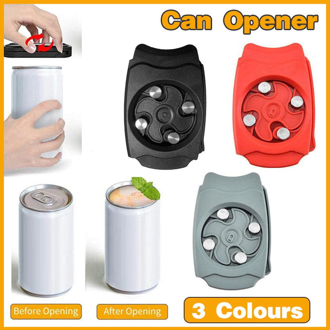 Topless Can Opener Manual Kitchen Tool for Beer Soda and Tin Bottles - Grey.