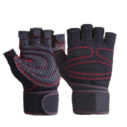L Size Weight Lifting Gloves Gym Bodybuilding Fitness Workout Cycling Crossfit Men - One Pair Grey.