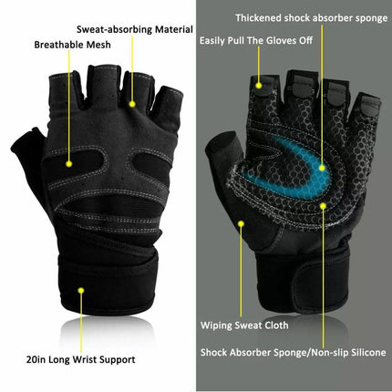 L Size Weight Lifting Gloves Gym Bodybuilding Fitness Workout Cycling Crossfit Men - One Pair Red.