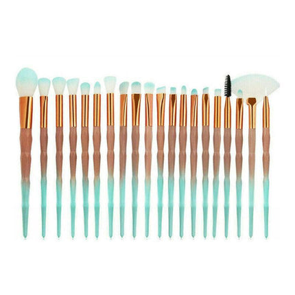 20 Pcs Eye Make-Up Brushes Diamond Unicorn Eyeshadow Eyebrow Blending Brush Set - Pink and Gold.