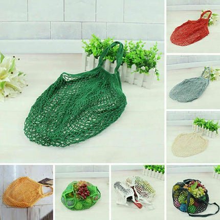 Reusable Mesh Net Shopping Bag String Tote Grocery Fruit Vegetable Storage - Red.