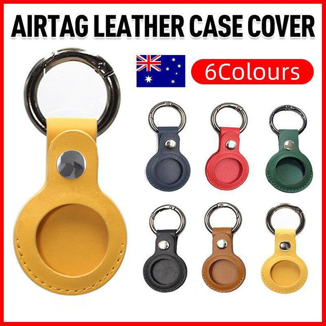For Apple Airtag Leather Case Cover Air Tag Keychain Holder Sleeve Shell Tracker - Red.