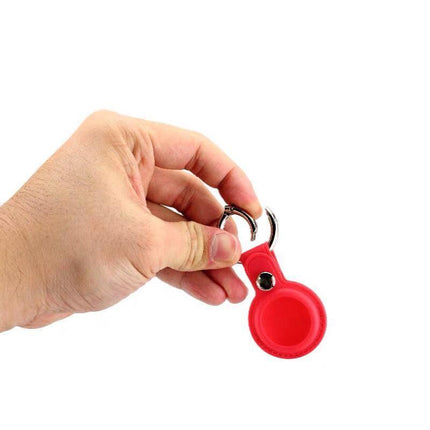 For Apple Airtag Leather Case Cover Air Tag Keychain Holder Sleeve Shell Tracker - Red.
