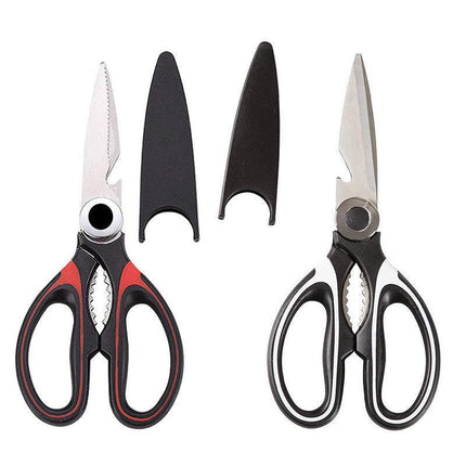 Heavy Duty Kitchen Scissors Multi Purpose Stainless Steel Chicken Bone Cutter - Red.