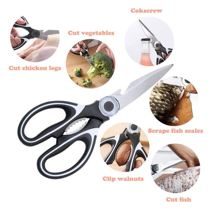 Heavy Duty Kitchen Scissors Multi Purpose Stainless Steel Chicken Bone Cutter - Red.