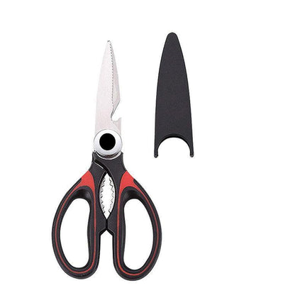 Heavy Duty Kitchen Scissors Multi Purpose Stainless Steel Chicken Bone Cutter - Red.