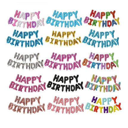 40Cm 3D Happy Birthday Letters Balloons Inflating Foil Banner Bunting Celebrate - Red.