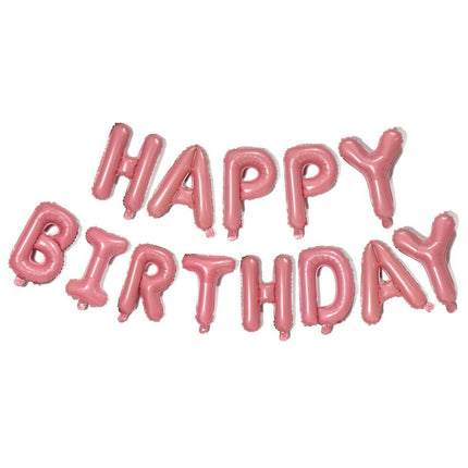 40Cm 3D Happy Birthday Letters Balloons Inflating Foil Banner Bunting Celebrate - Red.