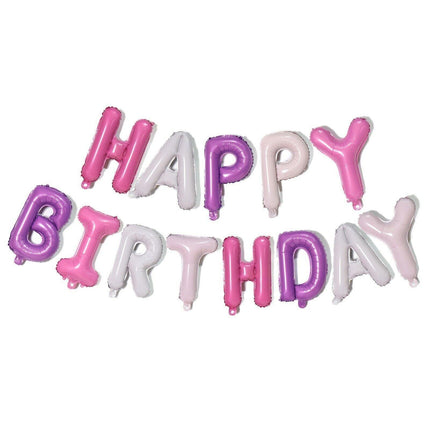 40Cm 3D Happy Birthday Letters Balloons Inflating Foil Banner Bunting Celebrate - Red.