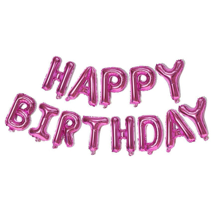 40Cm 3D Happy Birthday Letters Balloons Inflating Foil Banner Bunting Celebrate - Rose Gold.
