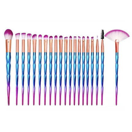 20 Pcs Eye Make-Up Brushes Diamond Unicorn Eyeshadow Eyebrow Blending Brush Set - Transparent.