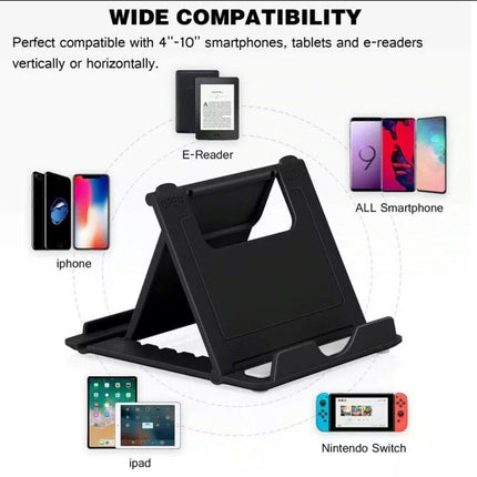 Universal Foldable Tablet and Phone Stand Adjustable Portable Desk Holder - White.