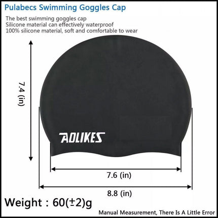 Aolikes Silicone Swimming Cap Waterproof Unisex Swim Hat for Men and Women - White.