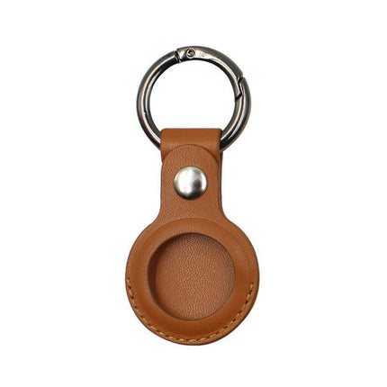 For Apple Airtag Leather Case Cover Air Tag Keychain Holder Sleeve Shell Tracker - Yellow.