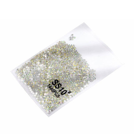 1440Pcs Glitter Rhinestones Crystal Flat Clear Bottom Glass Nail Art Nail Drill - Coloured Crystal-SS10.