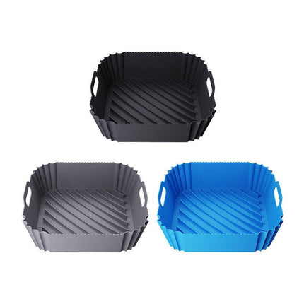Air Fryer Silicone Pot Basket Liner Non Stick Reusable Baking Tray Accessories - Grey.