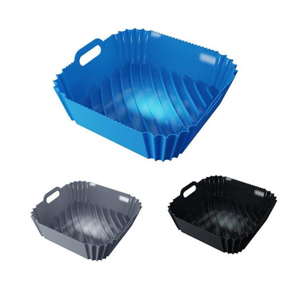 Air Fryer Silicone Pot Basket Liner Non Stick Reusable Baking Tray Accessories - Grey.
