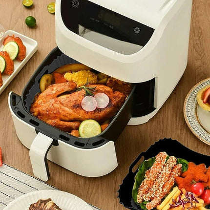 Air Fryer Silicone Pot Basket Liner Non Stick Reusable Baking Tray Accessories - Grey.