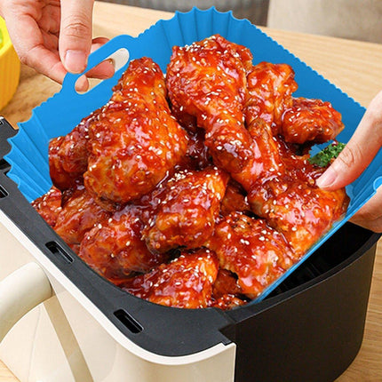 Air Fryer Silicone Pot Basket Liner Non Stick Reusable Baking Tray Accessories - Grey.