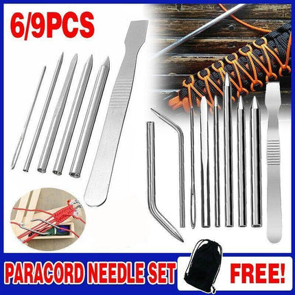 6/9 Pcs Stainless Steel Paracord Bracelet Fid Lacing Stitching Needles Tool Set - 6PCS.