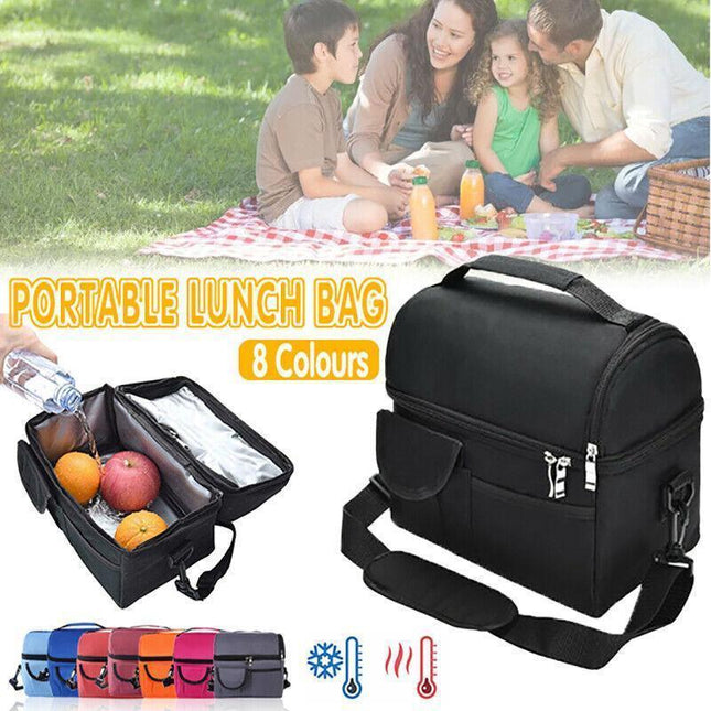 Insulated Lunch Bag Box Tote Cooler For Women Men Hot Cold Food Thermal - Blue.
