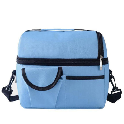 Insulated Lunch Bag Box Tote Cooler For Women Men Hot Cold Food Thermal - Blue.