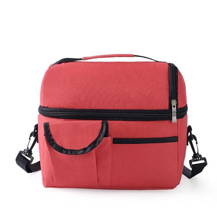 Insulated Lunch Bag Box Tote Cooler For Women Men Hot Cold Food Thermal - Wine Red.