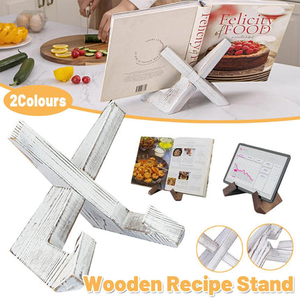 Wooden Plate Stand Rack Display Holder Wooden Support Desktop Reading Stand - White.
