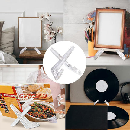Wooden Plate Stand Rack Display Holder Wooden Support Desktop Reading Stand - White.
