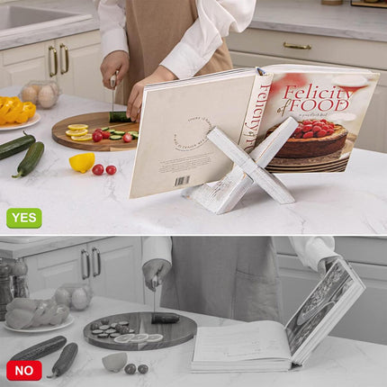 Wooden Plate Stand Rack Display Holder Wooden Support Desktop Reading Stand - White.