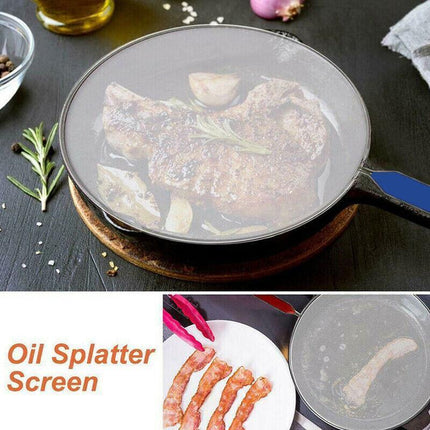 4Size Anti Splatter Guard Oil Net Splash Cover Pan Screen Kitchen Cooking Frying - 21CM.