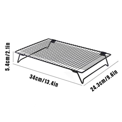 Collapsible Black Mesh Cake Cooling Rack Foldable Baking Tray for Kitchen Use.