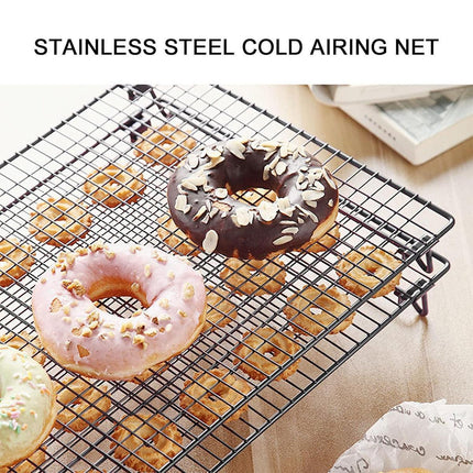 Collapsible Black Mesh Cake Cooling Rack Foldable Baking Tray for Kitchen Use.