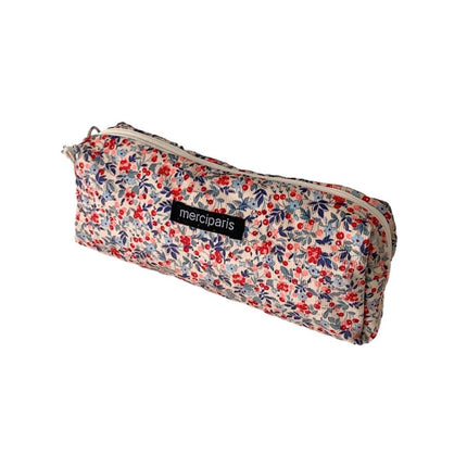 Large Capacity Pencil Case Organiser Bag Stationery Holder School Travel Pouch - Cartoon Flowers.